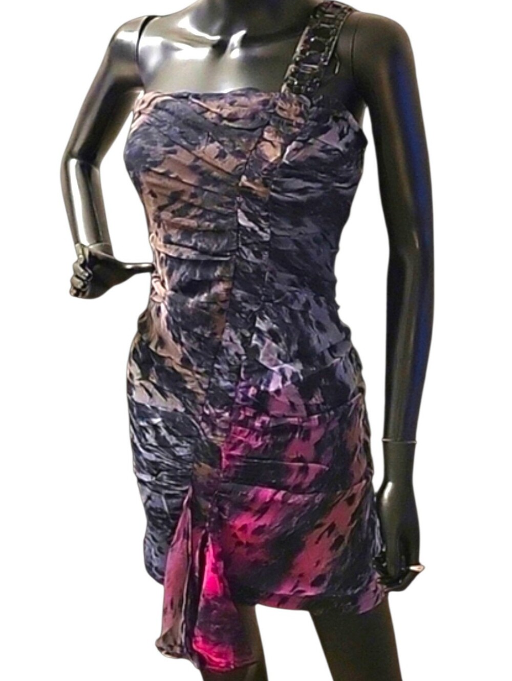 Marineblu Formal Wear | Size Medium | Beaded One Shoulder | Fluffy layers, NWT